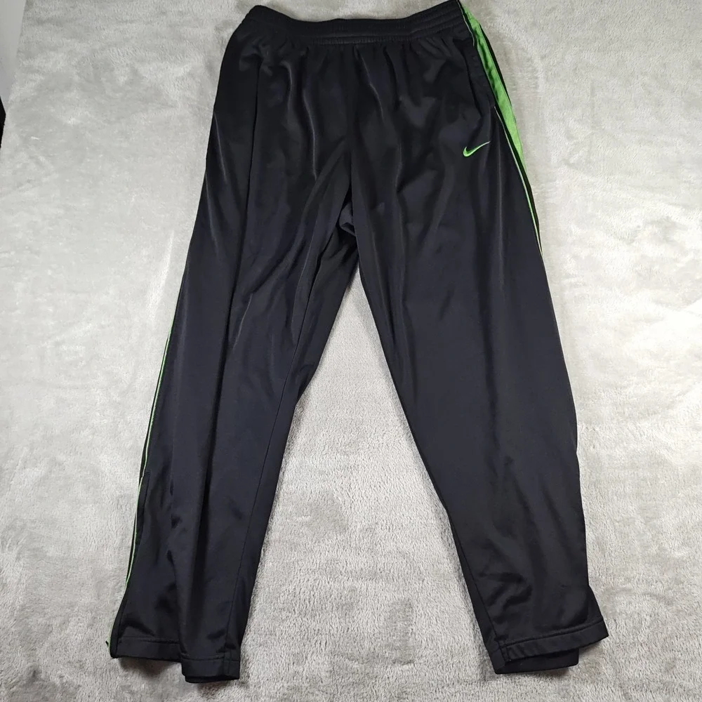 Nike Track Pants Mens XL Black Side Stripes Jogger Ankle Zip Basketball Y2K